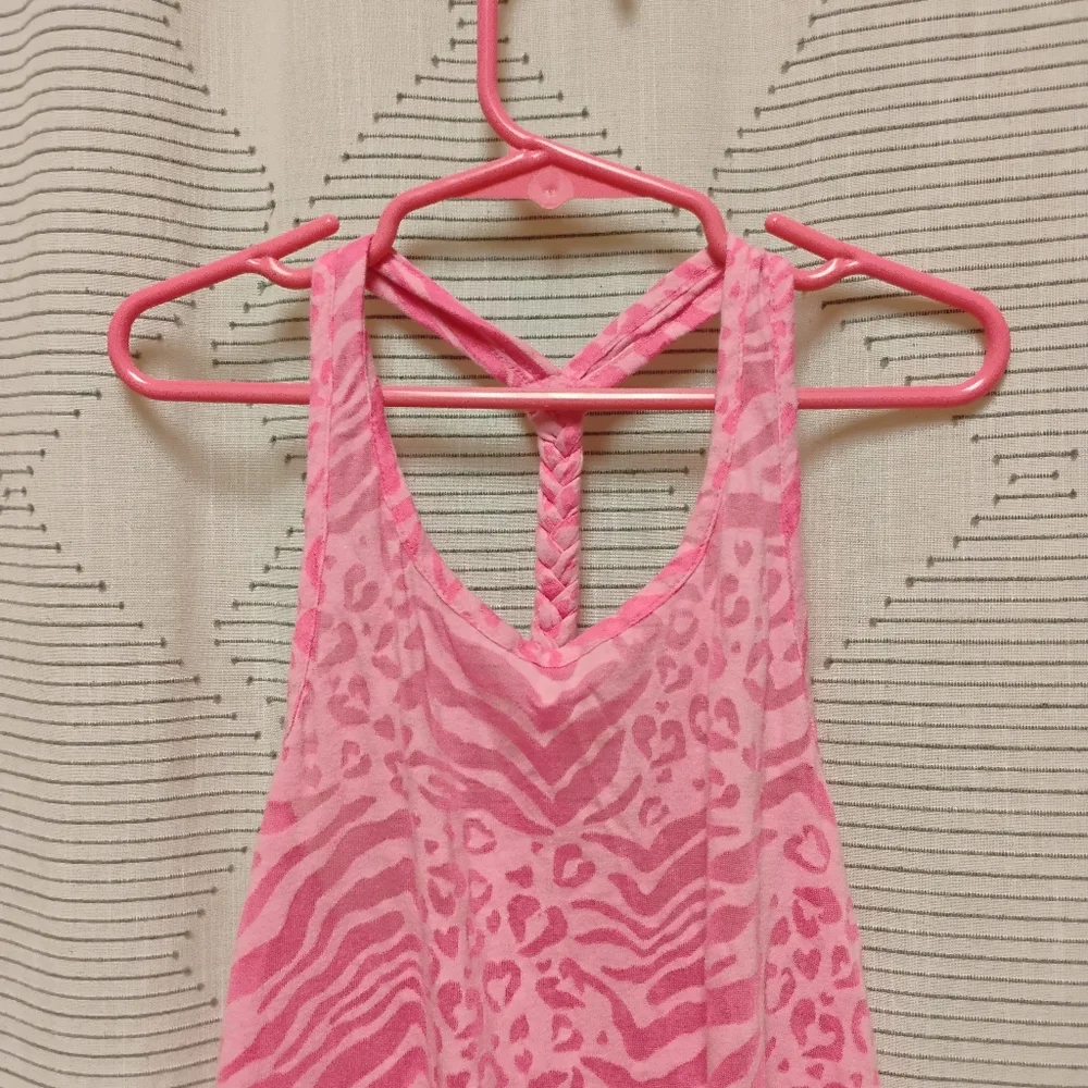 Justice Girls Pink Animal Print Swim Cover Up Halter Dress Size 6 7